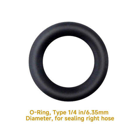 O-ring, black rubber, 1/4 in (6.35 mm) diameter, front view for HVAC hose fittings