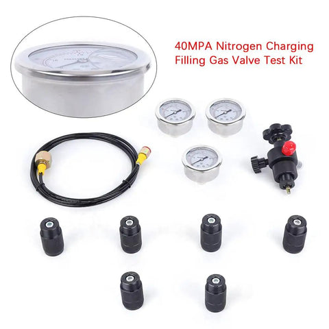 Nitrogen Pressure Test Kit With Accumulator Case, 3 Gauge Set 1500 PSI 3600 PSI 6000 PSI, 2 Meter Hose, 7 Adapters, Heavy Duty Gas Charging Tool For Pros