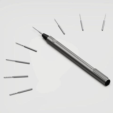 Slick Mini Electric Screwdriver 11 In 1 Cordless Drill Kit With 8 Bits One Touch Control Pen Drill in silver with spread bits