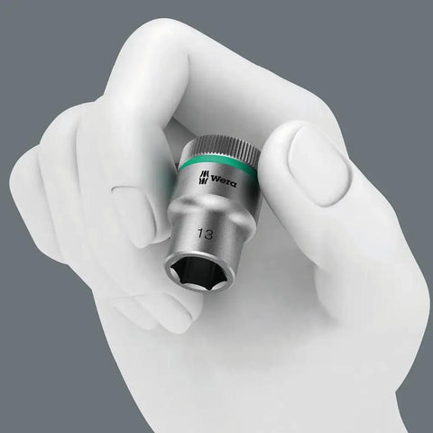 Hand holding Zyklop One Half Inch Drive Socket With Hex Head One And One Sixteenth Inch Size Thirty Seven Millimeter Length