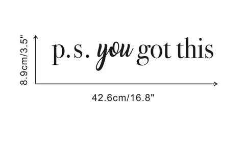 "You Got This Wall Decal Inspirational Quote For Bathroom Mirror And Bedroom Decor Motivational Sticker With Positive Attitude And Uplifting Motivation," 16.8x3.5 inches