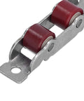 Heavy Duty Double Wheel Window Pulleys With Mounting Screws 4 Pack Of Slick Nylon Track Rollers For Sliding Doors And Windows close-up of red nylon rollers