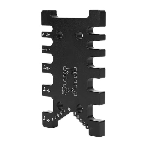 Pro Grade Woodworking Tenon Caliper And Dovetail Jig Gauge for accurate mortise measurements, featuring black metal finish and measurement markings.