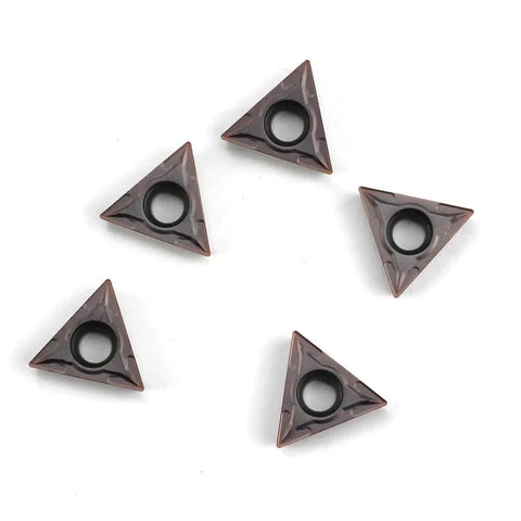 Pro Grade Carbide Turning Inserts For Lathe TCMT16T304 60 Degree Diamond, 5 pieces shown with 16.5mm cut length, 9.525mm hole