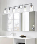 Dope Three Light Vanity Fixture In Brushed Nickel Finish With Clear Glass Cylinder Shades For Over Mirror Bathroom Lighting