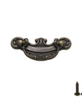 Set Of 10 Antique Bronze Finish Drop Swing Drawer Pulls With Screws 3 Inch Long Drop Bail Handles for cabinets and furniture restoration.