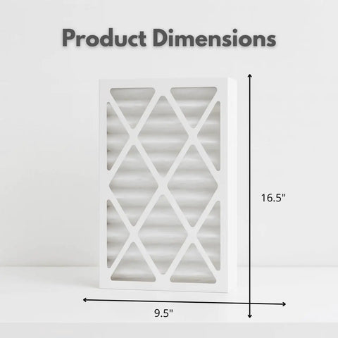 Product dimensions of 5 Micron Outer Air Filter Replacement For WEN 3410 And Compatible With POWERTEC AF4000 Shop Fox W1830 Grizzly G0738 Air Filtration Systems 90243-027-2 Set Of Four showing size 9.5 x 16.5 inches