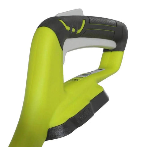 Lightweight Cordless String Trimmer And Edger With Slick Rotating Shaft For No Sweat Yard Work Compatible With 18 Volt Lithium Batteries Tool Only handle close-up with textured grip.