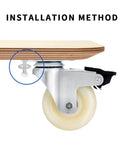 Installation method for 3 Inch Heavy Duty Caster Set Of 4 With Dual Locking Nylon Wheels No Noise Industrial Swivel Top Plate Casters