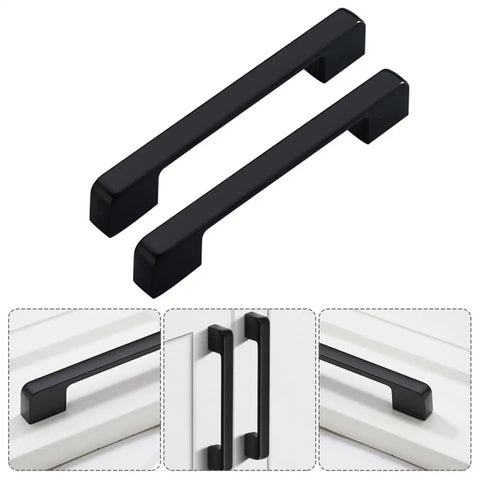 Matte Black Zinc Alloy Cabinet Pulls And Furniture Handles 1 Pair For Wardrobe And Kitchen Cabinets sleek finish