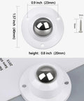 Self Adhesive Caster Wheels 0.8 Inch Low Profile 360 Degree Swivel for Furniture, White, showing dimensions and height details.