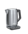 Precision Temperature Electric Kettle With 1500W Fast Boil 7 Cup Capacity BPA Free Stainless Hold Temp Setting And 7 Presets For Green Tea White Tea Oolong Black Tea Herbal Tea And Coffee, silver color, side view