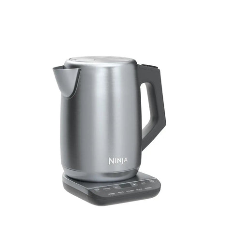 Precision Temperature Electric Kettle With 1500W Fast Boil 7 Cup Capacity BPA Free Stainless Hold Temp Setting And 7 Presets For Green Tea White Tea Oolong Black Tea Herbal Tea And Coffee, silver color, side view