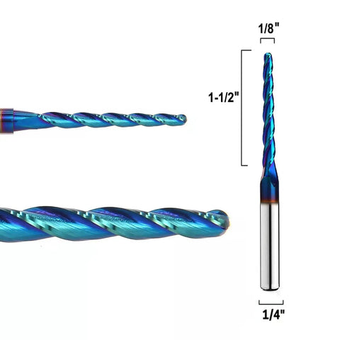 1 Degree Tapered Ball Nose CNC Router Bit Pro Grade Rugged Solid Carbide End Mill Spiral Up Cut For 2D And 3D Carving In Wood