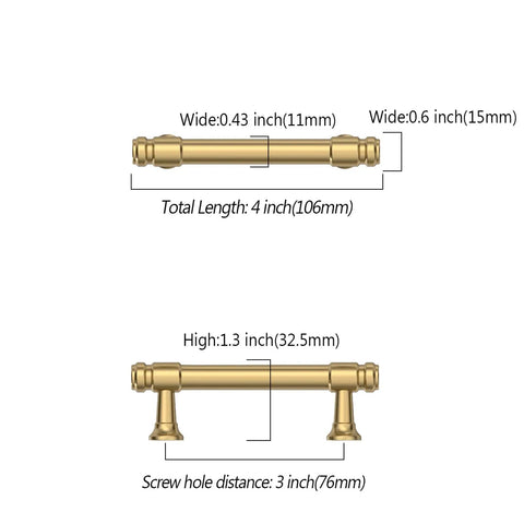 Diagram of Champagne Bronze Cabinet Pulls 3 Inch 76mm Set Of 10 Kitchen Cabinet Handles For Cupboards And Drawers Champagne Gold Hardware Durable Metal Upgrade Kit
