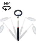 Telescoping LED Inspection Mirror Set Of 4 With 2 Vehicle Mirrors And 2 Lighted Mirrors Extendable Rods Rectangle And Round Heads For Pro Mechanic Work Car Repair Small Parts
