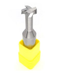 Front view of a T-slot milling cutter, tungsten steel alloy; silver tool with yellow guard, 1 piece
