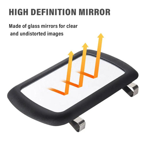 Clip-On Vanity Mirror For Sun Visor, HD Makeup Mirror For Cars showing high-definition reflection and durable PP frame