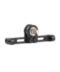 Adjustable Aluminum Carrier Bearing Cross Member For SCX24 One Twenty Fourth Scale Micro Crawler Build Upgrade 35mm Wide With 3mm D Shaped Shaft CNC Machined Lightweight Durable Performance, side view showcasing multiple mounting holes.