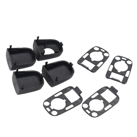 Sleek Car Door Handle End Cap Trim Kit With Stopper 9101AA For Peugeot 307 C2 C3 Models Looks Awesome And Snaps On Easy To Upgrade Your Ride Stylishly., black plastic trim caps and gaskets for Peugeot door handle replacement