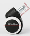 Silent Rollin Office Chair Wheels Heavy Duty Polyurethane Swivel Casters for clean hardwood glide with measurements shown.