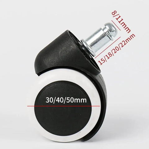 Silent Rollin Office Chair Wheels Heavy Duty Polyurethane Swivel Casters for clean hardwood glide with measurements shown.
