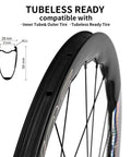 Carbon Fiber Tubeless 700C Road Wheelset With Disc Brakes 50mm Depth 28mm Internal Width UD Glossy Finish For Shimano 8 To 12 Speed
