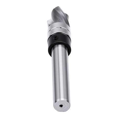 Top Notch Spiral Flush Trim Router Bit For Plywood And MDF 3/8 Inch Diameter close-up view of carbide cutting blade and bearing.