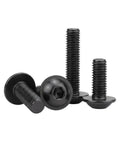 Top Shelf M6 X 20Mm Flanged Button Head Hex Socket Cap Screws 304 Stainless Steel Black Oxide Finish, four screws on display.
