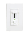 In-Wall Dimmer Switch for LED, CFL, and Incandescent Lights with green indicator, white wall plate, UL listed, 120V 60Hz