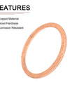 Premium Copper Sealing Washers 30Mm Inner 36Mm Outer 2Mm Thick 4Pack Flat Ring Gaskets solid copper ring features corrosion resistance.