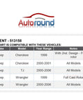 Compatibility chart for Front Wheel Hub And Bearing Assembly 5 Lug For Jeep Wrangler TJ Cherokee 1999-2006 1999-2001 Cherokee.