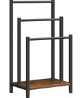 Free Standing Towel Rack And 3 Tier Blanket Organizer Space Saver For Home No Clutter Industrial Metal Drying And Display Rack With Shelf Rustic Brown And Black Finish Great For Bath Laundry Living Room 16.9 In Long 11 In Wide 31.9 In High