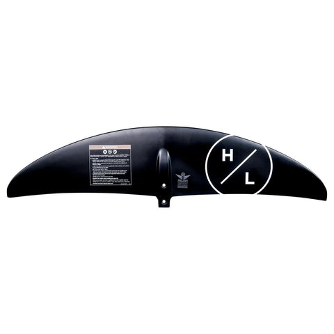 Falcon 1500 Front Foil Wing for All Wake Sizes, Fiberglass Construction, 1477 Sq Cm, shown front view, black with logo