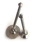Heavy Duty Adjustable Leveling Feet Swivel M16 Leg Levelers Built Tough As Nails With Sturdy Carbon Steel sets of eight, showcased with two different height bolts.