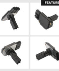 Drop-In Maf Sensor Replacement For Ford F-150 1999 To 2003, F-250 1999, OEM-Grade, four MAF sensor angles, black plastic casing.