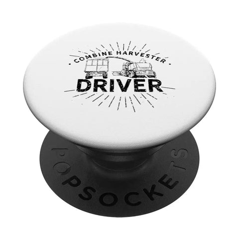 Combine Harvester Driver PopGrip For Phones Funny Harvesting Machine Theme Gift with black base and white top design