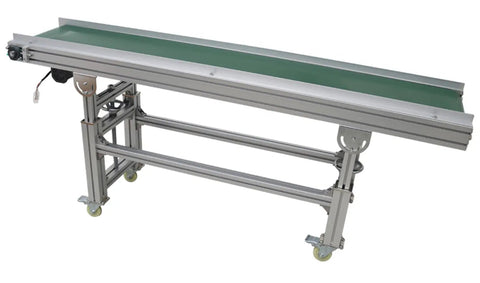 PVC Flat Belt Conveyor With Aluminum Frame 70.8 by 11.8 Inch Inclined Beefed Up Industrial Grade Transport Conveyor 110V 120W Adjustable Speed