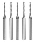 Front view: five uxcell carbide end mills, 1/8 in shank, 1.5x12 mm, 2-flute CNC bits for acrylic PVC MDF wood