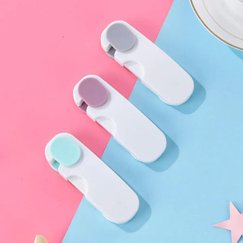 Three Pack Kid Safe Cabinet And Drawer Safety Locks Made From ABS Material With Smooth Round Design No Tools Needed Easy One Hand Latch