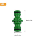 10 Pack Double Male Hose Pipe Connectors Quick Fit Click On ABS Plastic Fittings With Rubber O Ring, size details shown.
