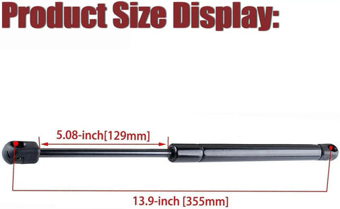 14 Inch Truck Camper Shell Gas Spring Lift Supports Shocks For Topper Rear Window size display, 13.9-inch length