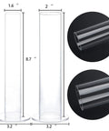 Duo Pack Clear Acrylic Scrunchie Holder Organizer Set For Hair Ties, Bathroom Counter Stand, 8.7 inches high, dimensions shown