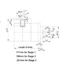 Heavy Duty Right Angle Planetary Gearbox For Nema 42 Stepper Motor 110mm Flange size diagram with dimensions and specifications.