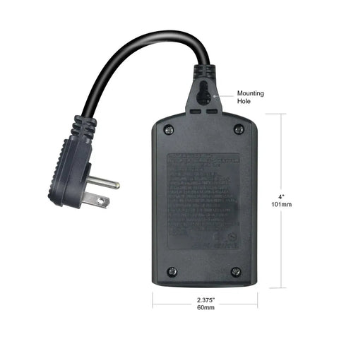 Heavy Duty Outdoor Light Timer With Smart Dusk To Dawn Sensor, weatherproof timer with 10 Amp plug and mounting hole.