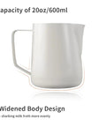 Barista Grade Pro Style Stainless Steel Milk Frothing Pitcher 600ml 20oz Double Wall Milk Jug with Widened Body Design