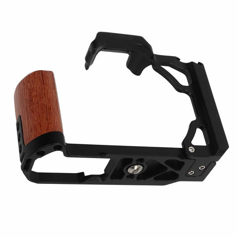 Wood Handle Aluminum Camera Cage Rig With 1/4 Inch And 3/8 Inch Screw Holes, Cold Shoe Mount, Vertical Video Mounts, lightweight