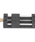 Top view of Heavy Duty 75mm Aluminum Alloy Linear Stage with 0 to 75mm travel, sliding table actuator, smooth manual drive, rustproof design.