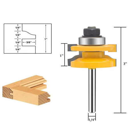 Pro Grade Quarter Inch Shank Groove Tongue Router Bit For Raised Panel Cabinet Doors With Back Cutter And Panel Round Over Edge Tool
