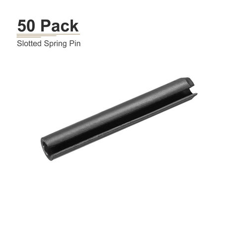 5mm X 40mm Slotted Spring Pin Pack Of 50 Black 65Mn Spring Steel Dowel Tension Roll Pin For DIY Home Workshop Tools And Machinery Durable Metal Fastener For Quick Secure Fits